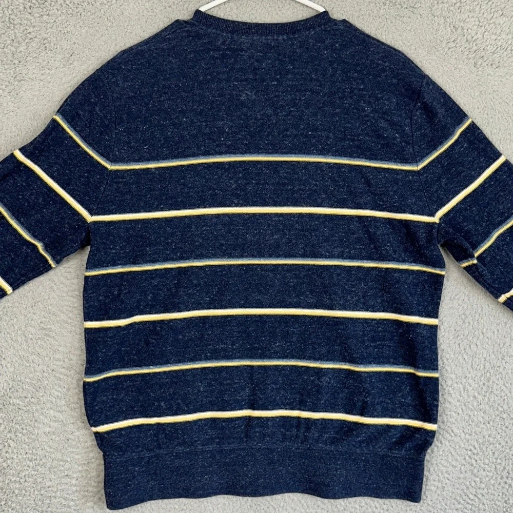 Gap Sweater Mens Large Blue Yellow Striped Crew Neck Pullover Long Sleeve Casual